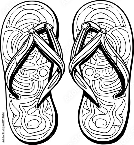 outline of flip flop for coloring page