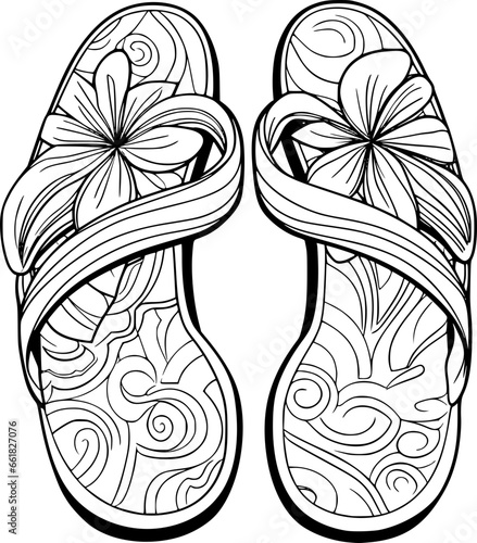outline of flip flop for coloring page