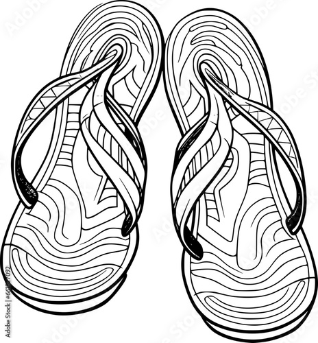 outline of flip flop for coloring page