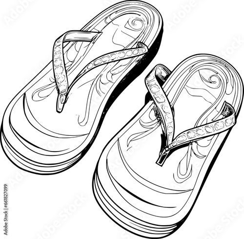 outline of flip flop for coloring page