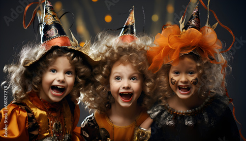 Happy Children in Halloween costume