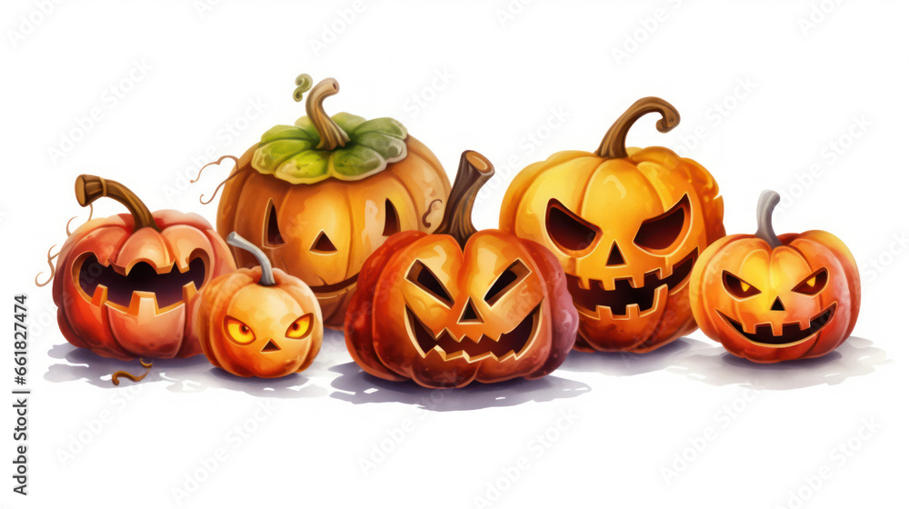 Watercolor painting of a Halloween pumpkins in vivid brown colours tones. Watercolor painting of a Halloween pumpkins in vivid brown colours tones.