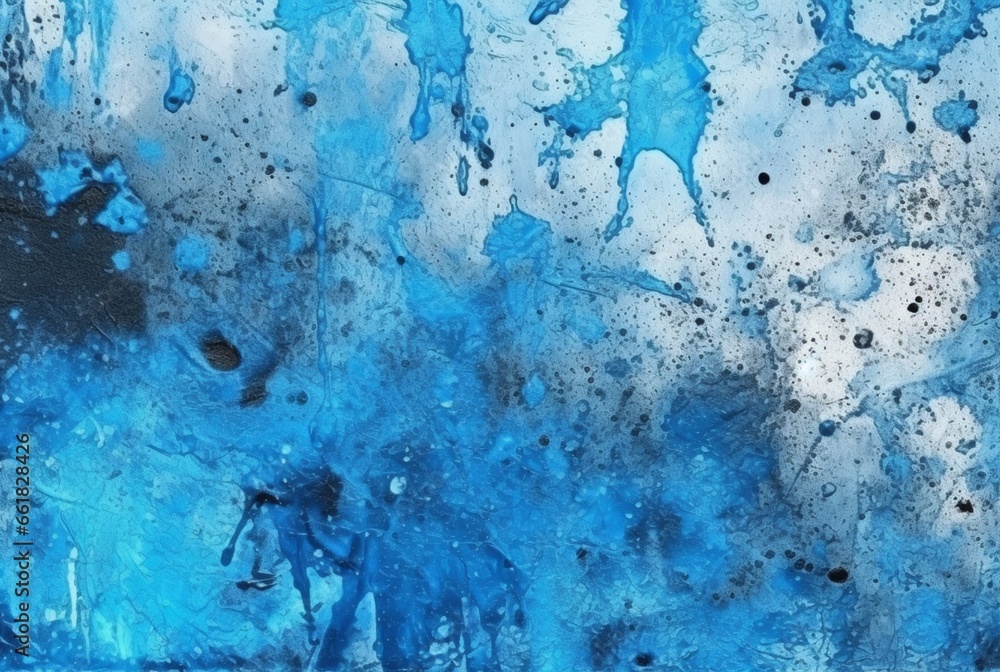 Blue cement texture background with watercolor splashes. generative ai