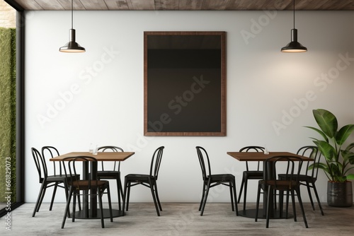 Blank space in a contemporary cafe interior for custom design