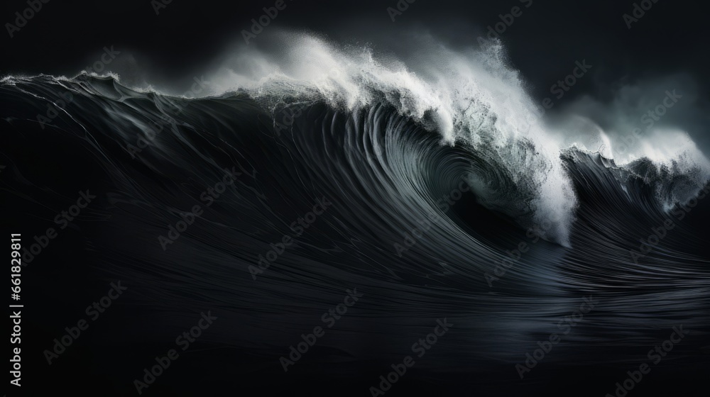 Black waves in the ocean, Generative AI - obrazy, fototapety, plakaty 