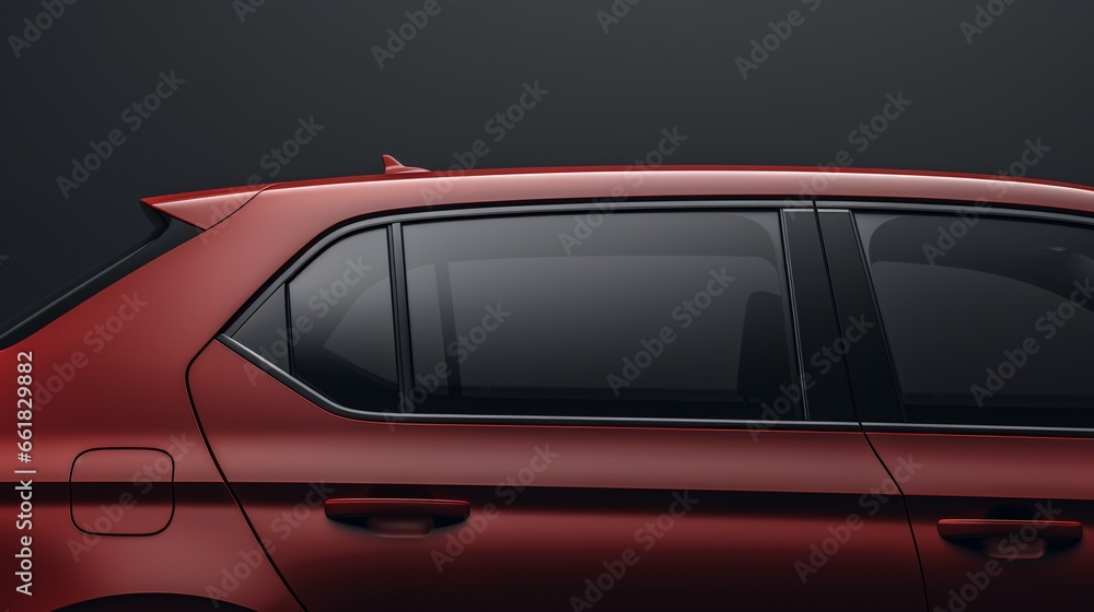 A car window template, or model, for a side window.