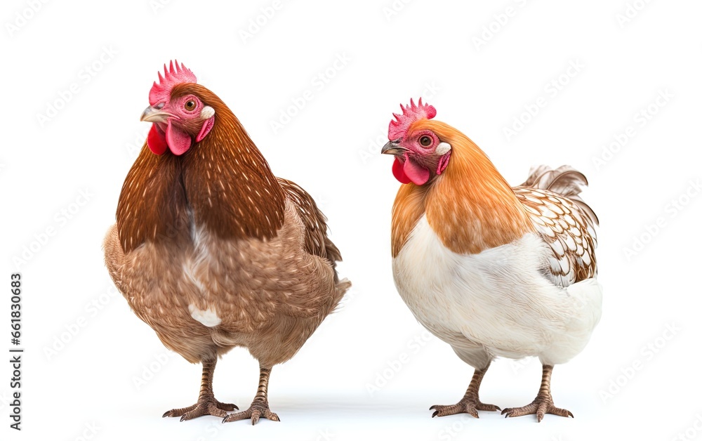 Fototapeta premium Brown hens. Great for stories about chickens, organic farming, poultry farming, homesteading, food supply, livestock and more. 