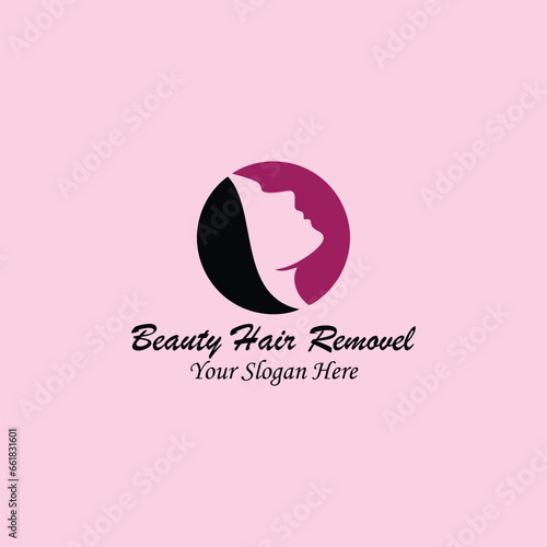 hair cutting and body hair removal logo design vector