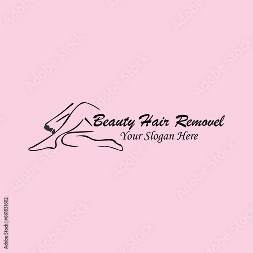 hair cutting and body hair removal logo design vector