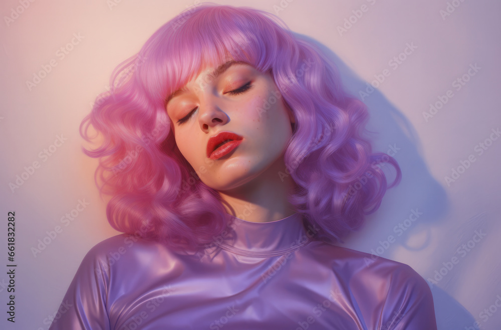 Portrait of a young woman with a wig Portrait of a young woman with a wig
