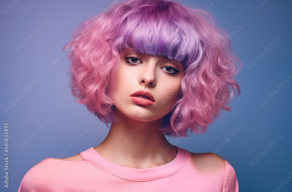 Portrait of a young woman with a wig Portrait of a young woman with a wig