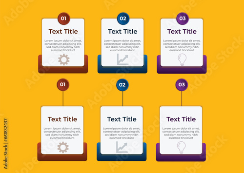 3 steps business infographic flowchart template for marketing vector