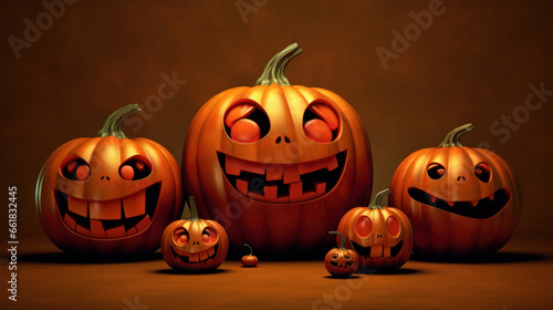 Illustration of a halloween pumpkins in red colours