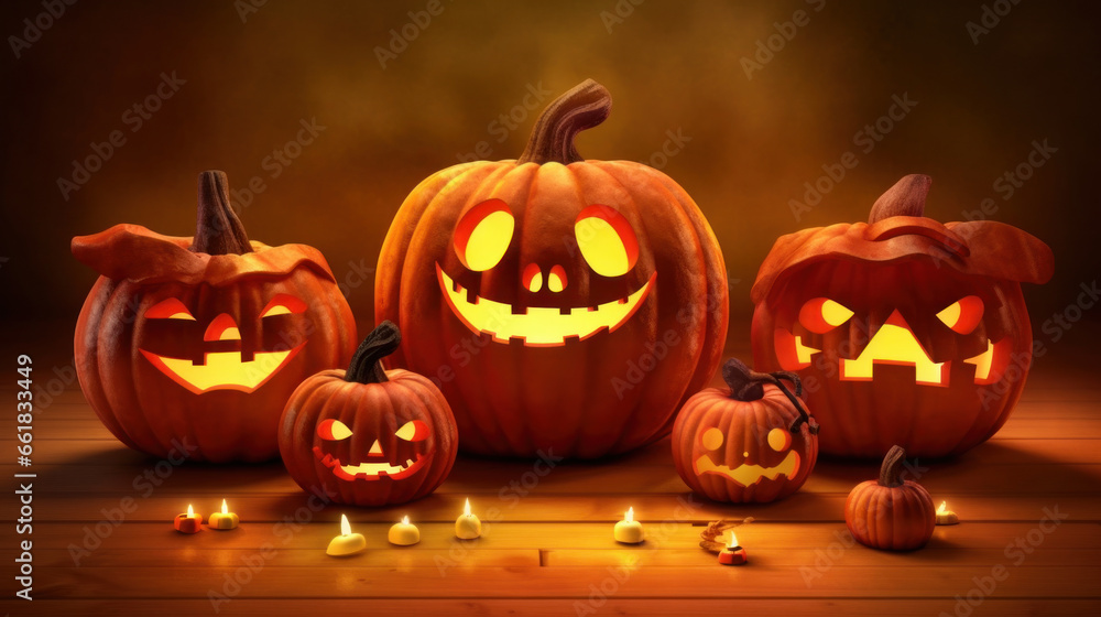 Illustration of a halloween pumpkins in vivid red colours Illustration of a halloween pumpkins in vivid red colours