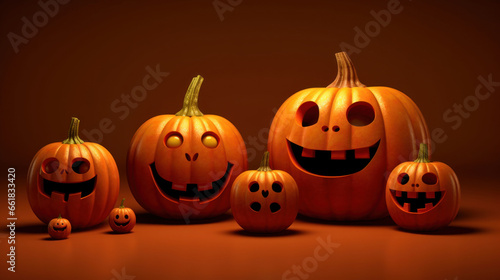 Illustration of a halloween pumpkins in vivid red colours © darkredmon
