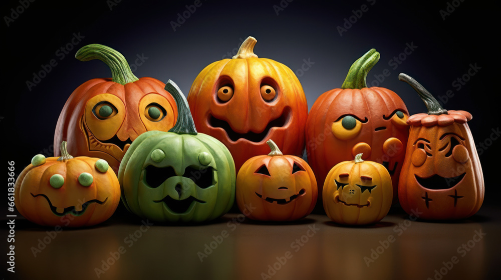 Illustration of a halloween pumpkins in colorful colours