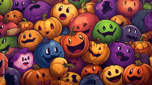 Illustration of a halloween pumpkins in colorful colours