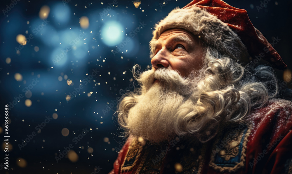 Santa Claus portrait in the snowing day