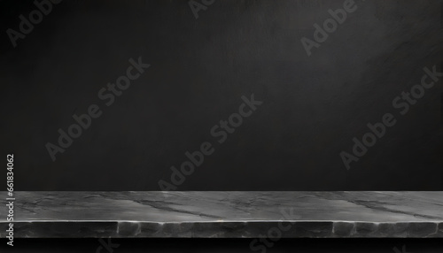empty room with blackboard, Monochromatic Minimalism: Black-on-Black Table for Montage