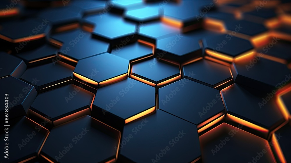Black blue orange hexagonal background pattern Black blue orange hexagonal background pattern
