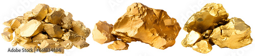 Collection of golden stones  raw and pure gold solid money decent vector realistic collection