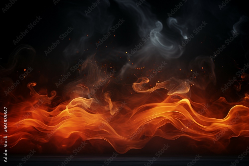 Fototapeta premium Eerie Halloween aura dark abstract background, orange lights, and mist