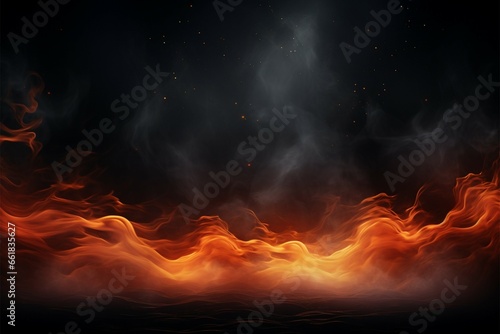 Eerie Halloween aura dark abstract background, orange lights, and mist