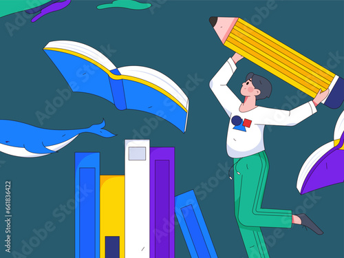 Education learning people flat vector concept hand drawn illustration
