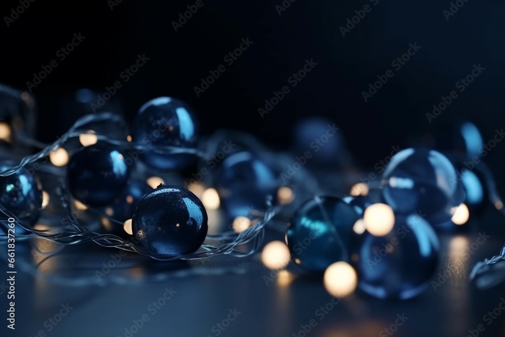 Dive into the festive spirit with a macro view of creatively designed blue holiday lights and decorations. Ai generated Dive into the festive spirit with a macro view of creatively designed blue holiday lights and decorations. Ai generated