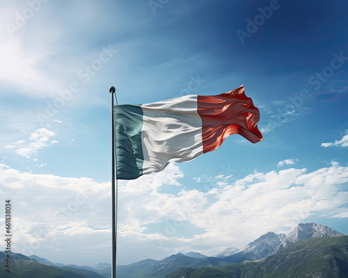 Spectacular Views of the Italian Flag Waving Against the Blue Sky