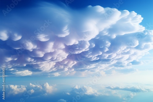 Incredible blue cumulus clouds, a meteorological wonder of nature