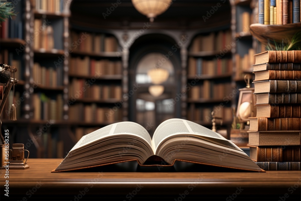 Learning atmosphere Library with textbooks, bookshelves, and academic potential Learning atmosphere Library with textbooks, bookshelves, and academic potential