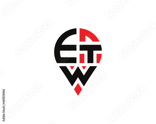 Free Download ETW letter location shape logo design. ETW letter location logo simple design. - GFXLoad
