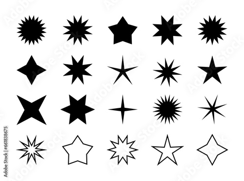 Vector star shapes collection. Decorative stars isolated on white.