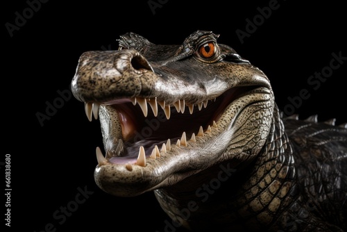 Happy surprised crocodile with open mouth. © vlntn