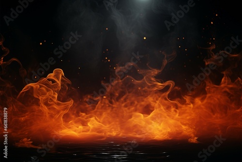 Mysterious Halloween setting dark abstract, orange lights, and smoky ambiance © Jawed Gfx