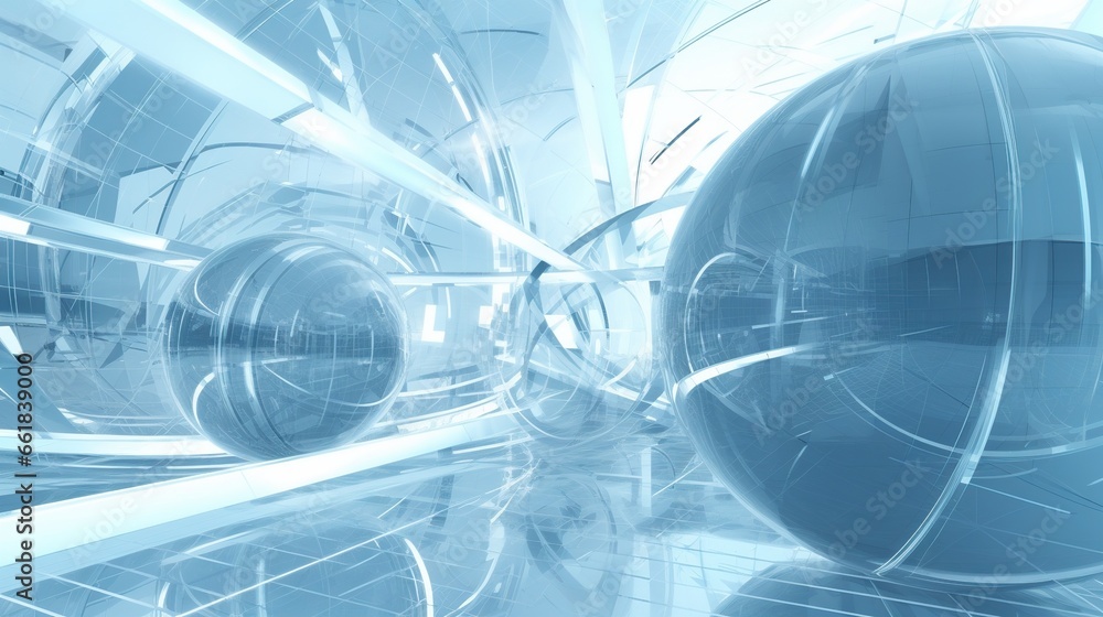 Futuristic tunnel, glowing lines and blue lights. Futuristic tunnel, glowing lines and blue lights.