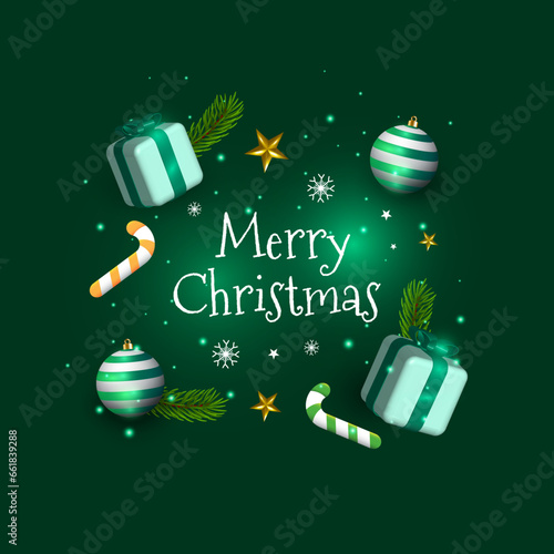Christmas Greetings card Ornament with Green Background