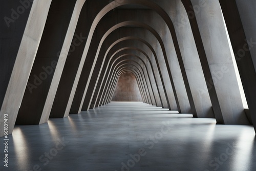 The allure of an empty cement tunnels abstract interior design