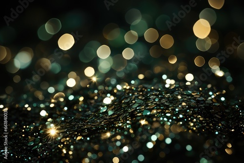 abstract background with bokeh defocused lights and sparkles. Green Glitter Background for Christmas or Special Occasion". 