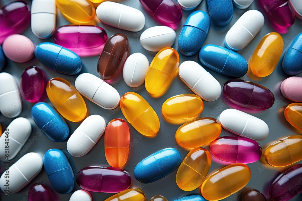 top view pharmaceuticals pill capsules 