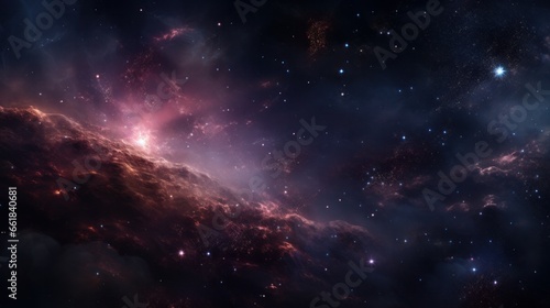 Starfield with nebula. Illustration based on a composite of Hubble Space Telescope imagery.