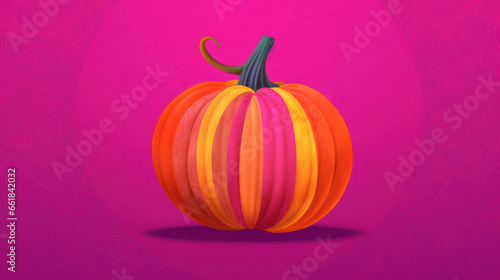 Illustration of a pumpkin in fuchsia tones