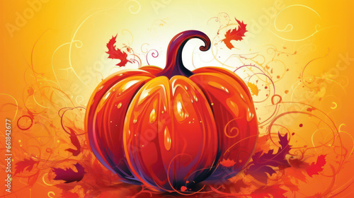 Illustration of a pumpkin in vivid red tones