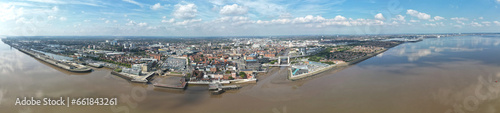 Panoramic view over the riverside area of Kingston-upon-Hull  UK