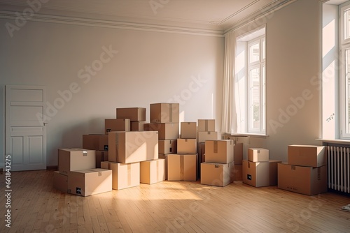 boxes of moving supplies around a window © Rangga Bimantara