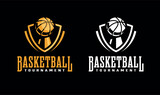 Modern basketball tournament logo template. Streetball cup illustration.