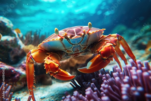 Cute crab on a coral reef