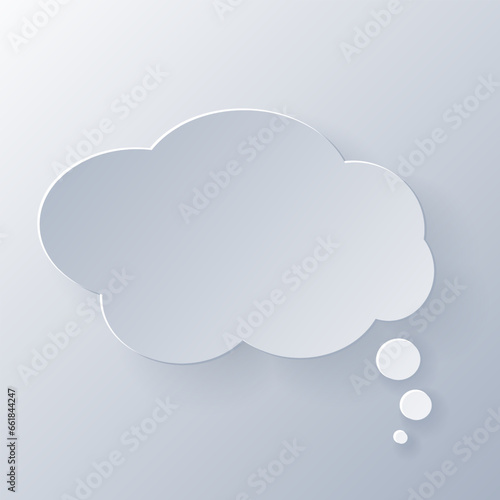 Papercut Grey White Speech Bubbles. 3D Papercraft cut talk frame icon for posters and flyers, presentation, web, social media, design, banner, stickers and stories