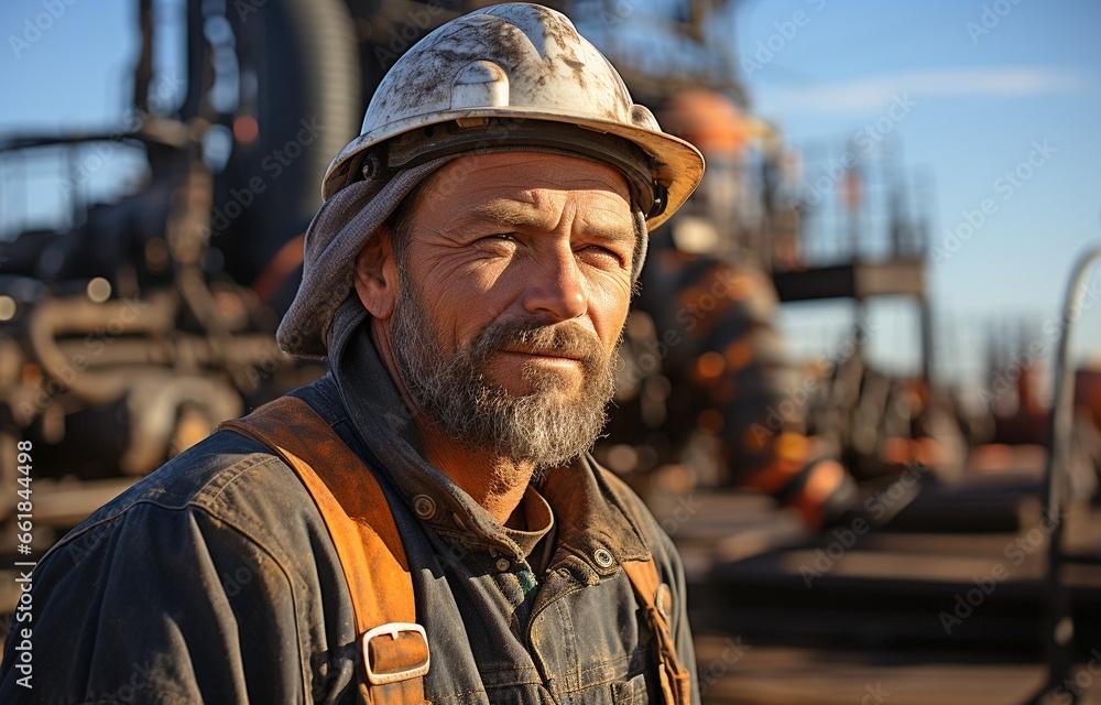 Oil worker in charge of the pump jack.. Oil worker in charge of the pump jack..